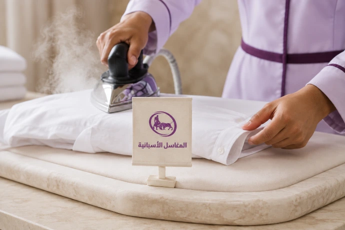 Illustrative garment care — مشهد توضيحي للعناية بالملابس
